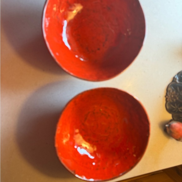 Set of noemi ceramiche: Red dimpled Individual pasta bowls, salad or soup - Picture 2 of 5